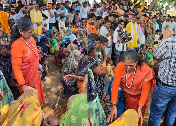 हमीरपुर नाव हादसे में पीड़ित परिवारों के आंसू पोंछे साध्वी निरंजन ज्योति ने
