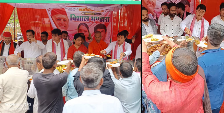अखिलेश यादव के जन्म दिन पर मनोज शुक्ल बबलू ने लखनऊ में कराया विशाल भंडारा