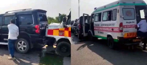 पूर्वांचल एक्सप्रेसवे पर राहुल गांधी के काफिले की गाड़ियां आपस में टकराईं, कई घायल; सांसद सुरक्षित
